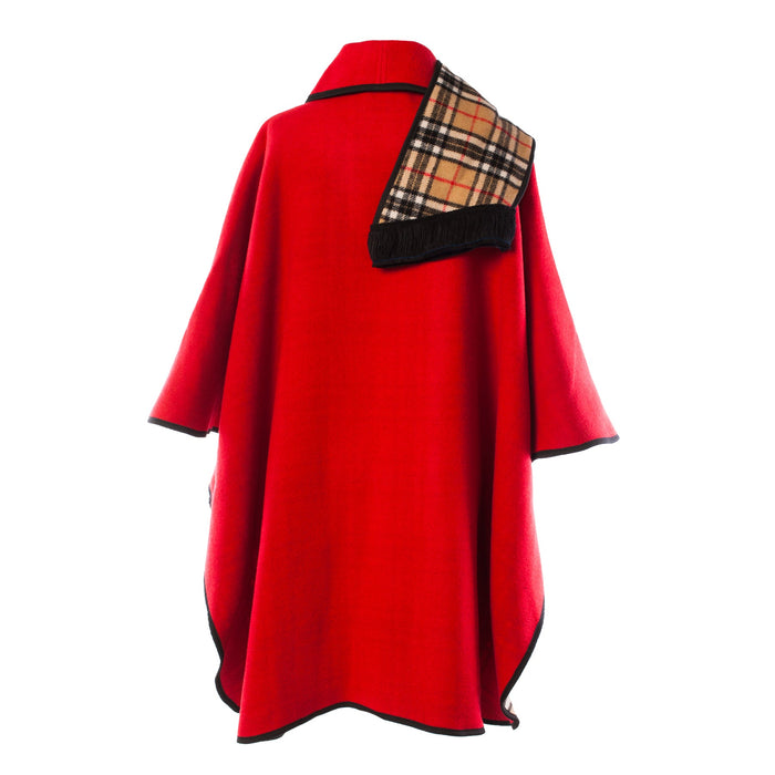Ladies Wool Blend Reversible Cape Red - Heritage Of Scotland - RED