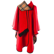 Ladies Wool Blend Reversible Cape Red - Heritage Of Scotland - RED