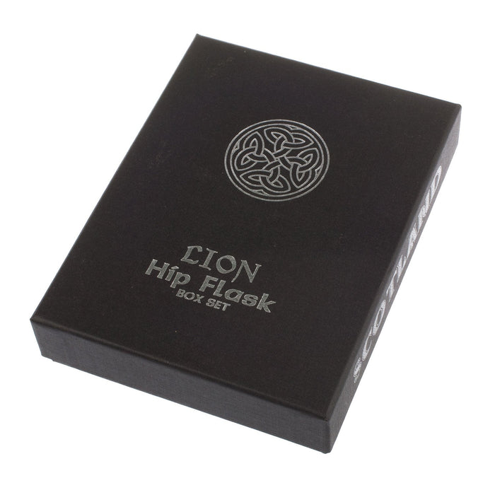 Lion Emblem 8Oz Flask/Funnel Box Set - Heritage Of Scotland - BLACK