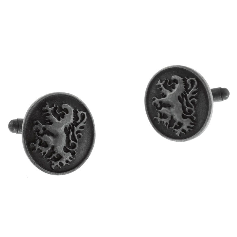 Lion Rampant Oval Cufflinks Antique Finish - Heritage Of Scotland - ANTIQUE FINISH