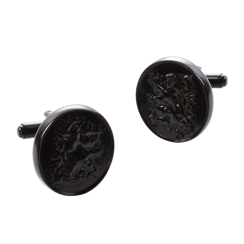 Lion Rampant Oval Cufflinks Jet Black - Heritage Of Scotland - JET BLACK