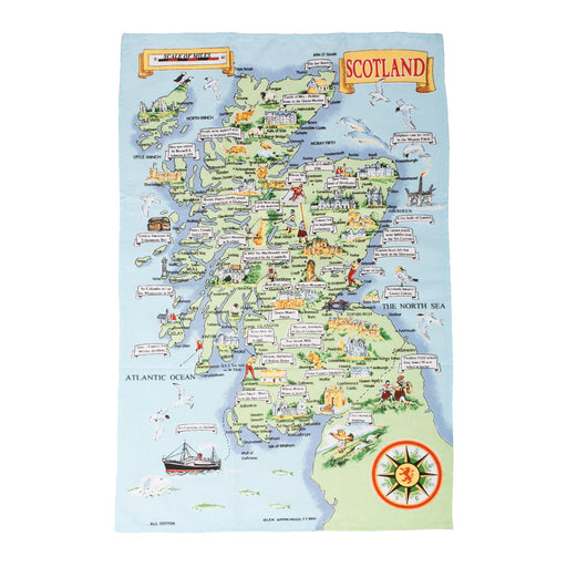 Map Of Scotland Kitchen Tea Towel - Heritage Of Scotland - N/A