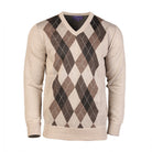 Men's Argyle Ballantrae Jumper Beige Melange - Heritage Of Scotland - BEIGE MELANGE