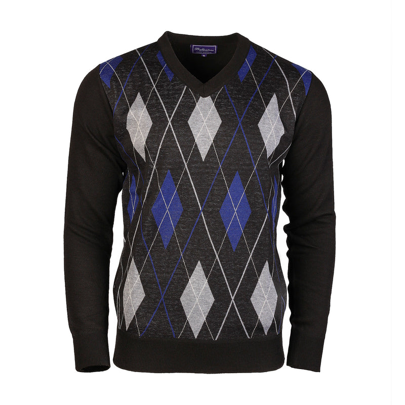 Men's Argyle Ballantrae Jumper Black - Heritage Of Scotland - BLACK