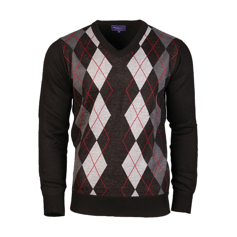Men's Argyle Ballantrae Jumper Black - Heritage Of Scotland - BLACK