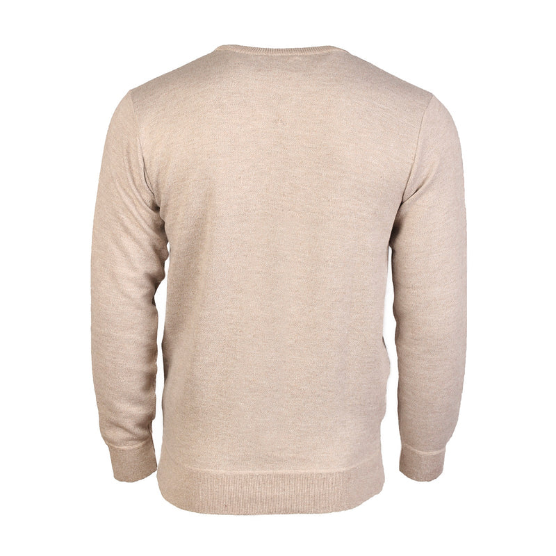 Men's Argyle Ballantrae Jumper Crew Nec Beige Melange - Heritage Of Scotland - BEIGE MELANGE