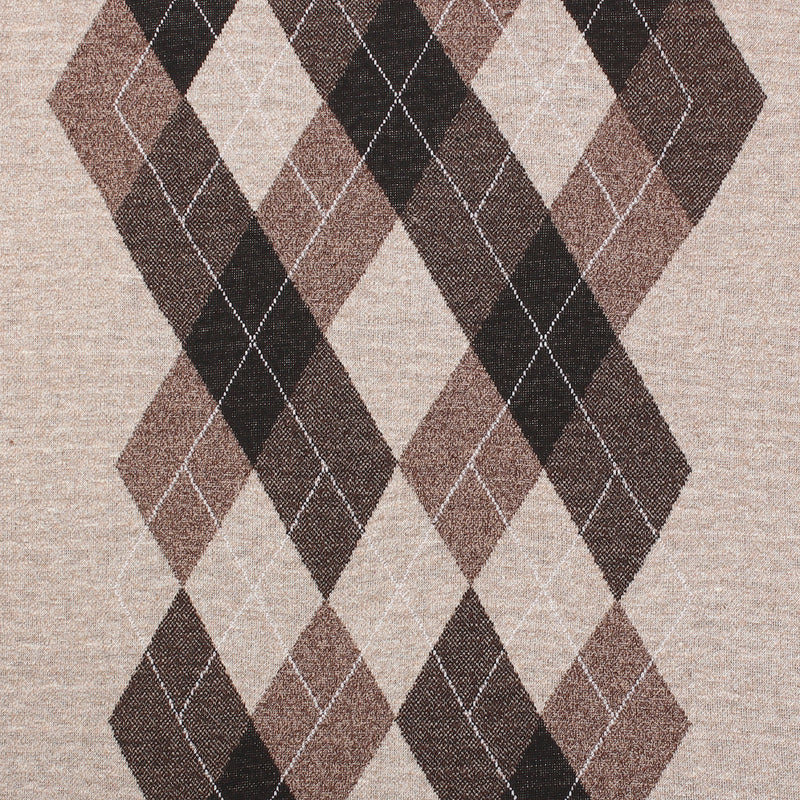 Men's Argyle Ballantrae Jumper Crew Nec Beige Melange - Heritage Of Scotland - BEIGE MELANGE