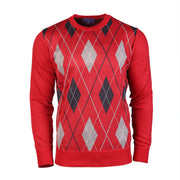 Men's Argyle Ballantrae Jumper Crew Nec Red - Heritage Of Scotland - RED