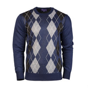 Men's Argyle Ballantrae Jumper Crew Nec Royal Blue - Heritage Of Scotland - ROYAL BLUE