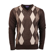 Men's Argyle Ballantrae Jumper Dark Brown - Heritage Of Scotland - DARK BROWN