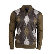 Men's Argyle Ballantrae Jumper Half Zip Black W/ Melange Grey - Heritage Of Scotland - BLACK W/ MELANGE GREY