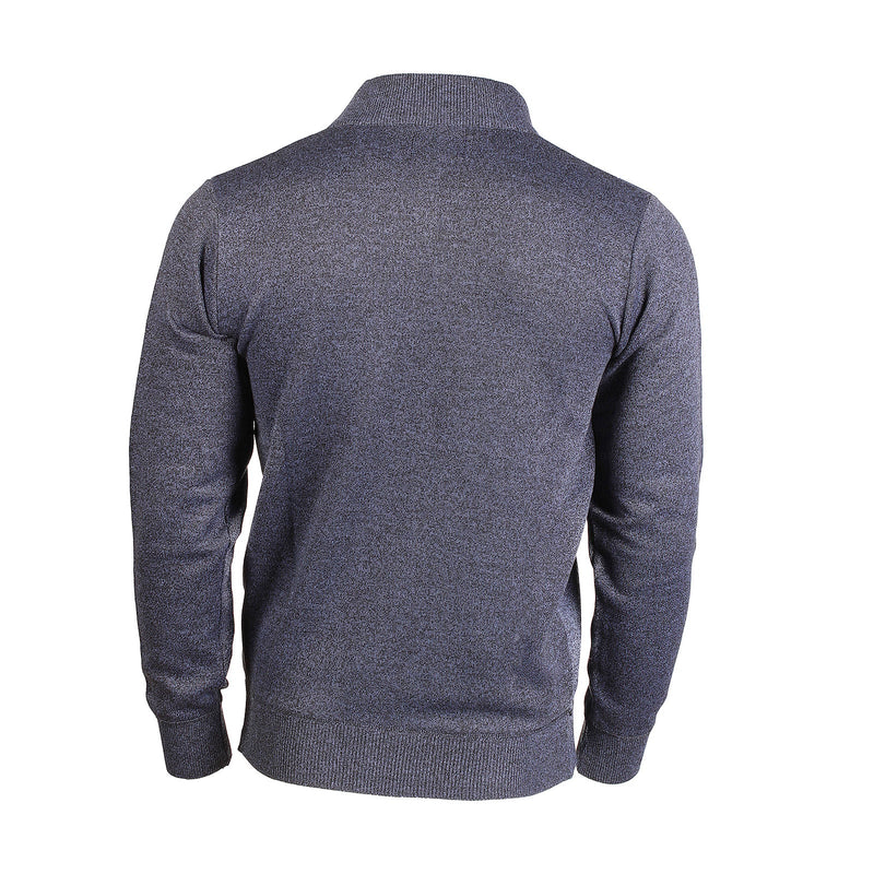 Men's Argyle Ballantrae Jumper Half Zip Blue Melange - Heritage Of Scotland - BLUE MELANGE