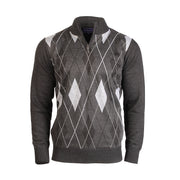Men's Argyle Ballantrae Jumper Half Zip Charcoal - Heritage Of Scotland - CHARCOAL