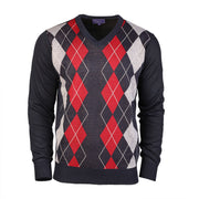 Men's Argyle Ballantrae Jumper Navy - Heritage Of Scotland - NAVY