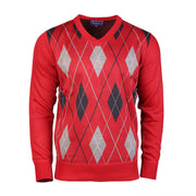 Men's Argyle Ballantrae Jumper Red - Heritage Of Scotland - RED