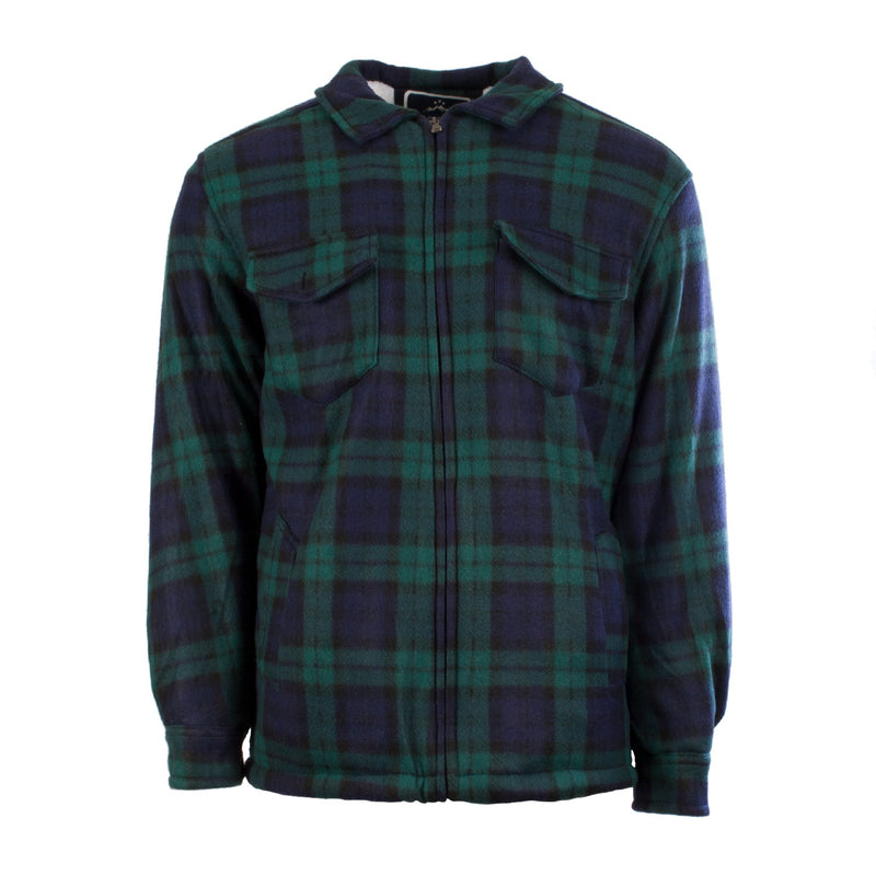 Men's Casual Tartan Sherpa Jacket Black Watch - Heritage Of Scotland - BLACK WATCH