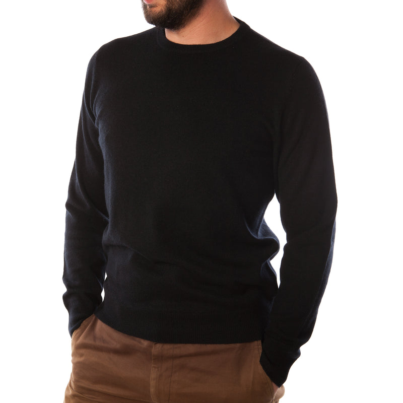 Men's Dunedin Cashmere 100% Cashmere Cr Black - Heritage Of Scotland - BLACK