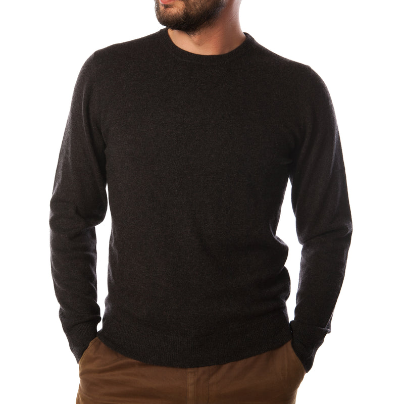 Men's Dunedin Cashmere 100% Cashmere Cr Charcoal - Heritage Of Scotland - CHARCOAL