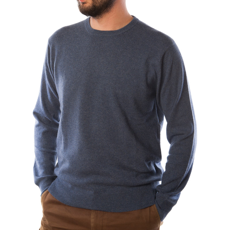 Men's Dunedin Cashmere 100% Cashmere Cr Denim - Heritage Of Scotland - DENIM