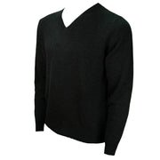 Men's Dunedin Cashmere 100% Cashmere V Charcoal - Heritage Of Scotland - CHARCOAL