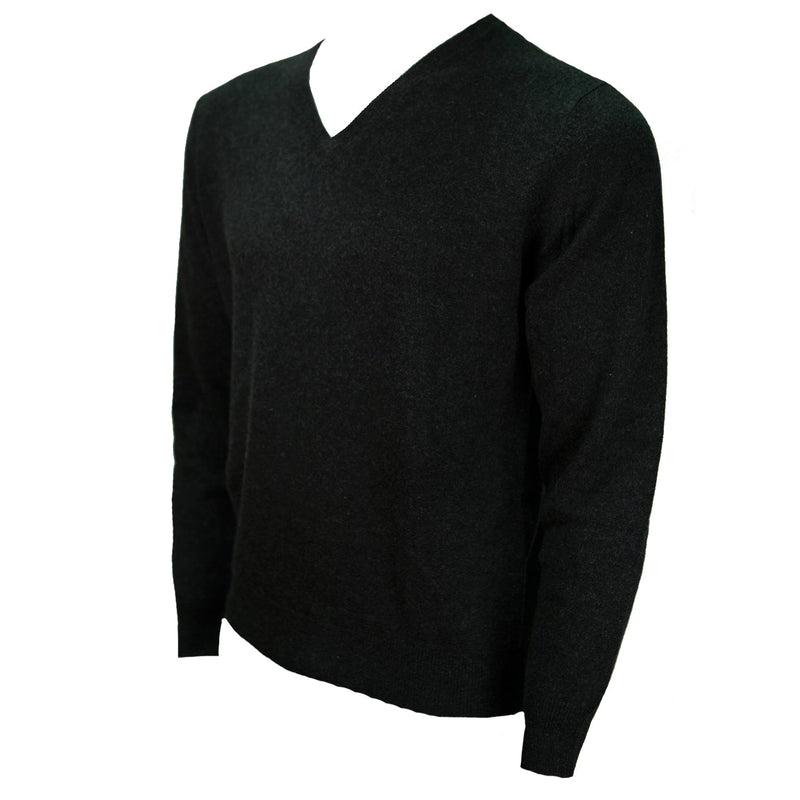 Men's Dunedin Cashmere 100% Cashmere V Charcoal - Heritage Of Scotland - CHARCOAL