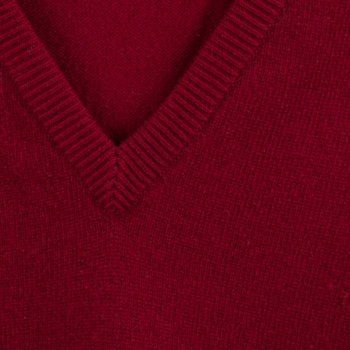 Men's Hawick Knitwear V-Neck Slipover Claret - Heritage Of Scotland - CLARET