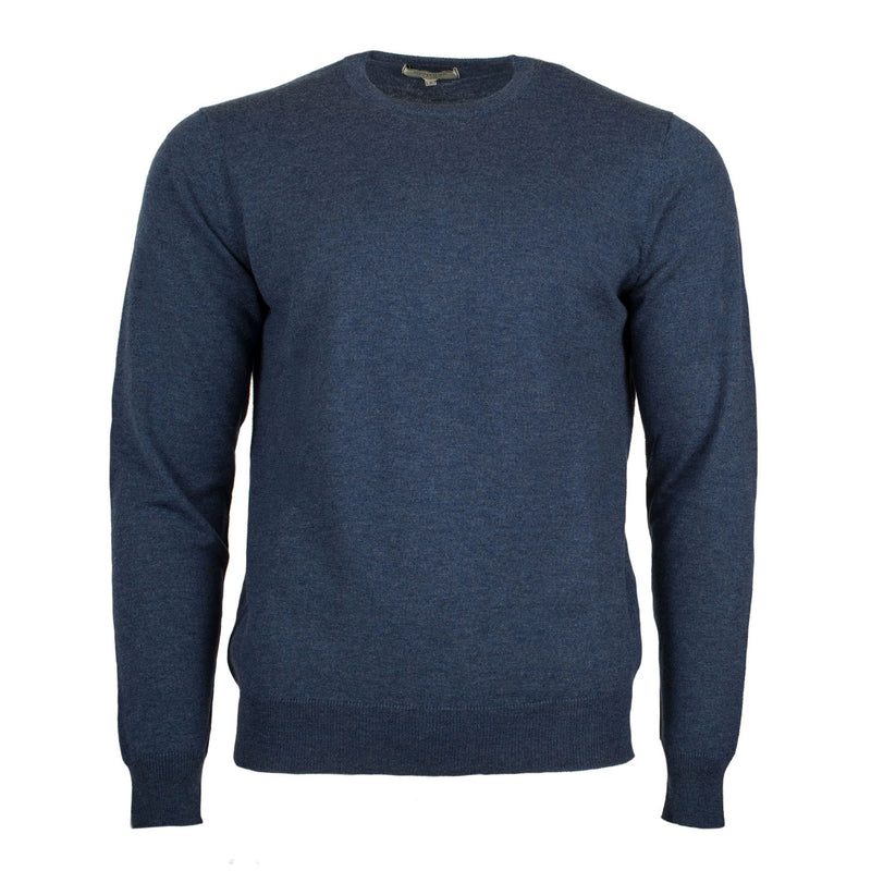 Men's Merino Wool Crew Neck Jumper Denim - Heritage Of Scotland - DENIM