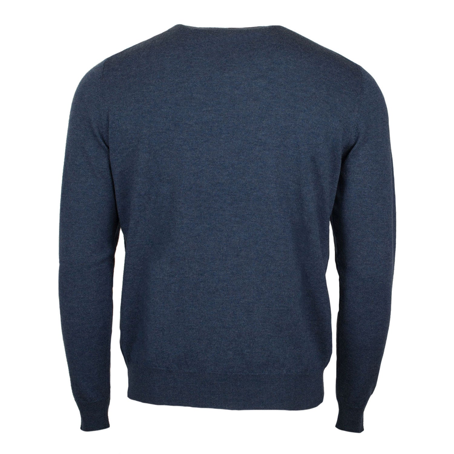 Men's Merino Wool Crew Neck Jumper Denim - Heritage Of Scotland - DENIM