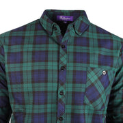 Men's Plaid Velour Lined Check Shirt Black Watch - Heritage Of Scotland - BLACK WATCH