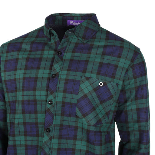 Men's Plaid Velour Lined Check Shirt Blue Check - Heritage Of Scotland - BLUE CHECK