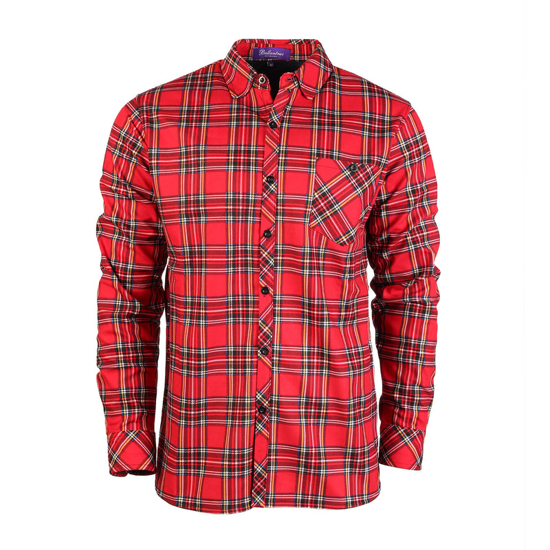 Men's Plaid Velour Lined Check Shirt Stewart Royal - Heritage Of Scotland - STEWART ROYAL