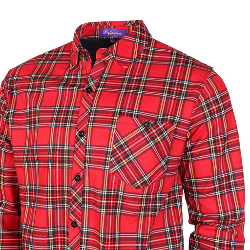 Men's Plaid Velour Lined Check Shirt Stewart Royal - Heritage Of Scotland - STEWART ROYAL