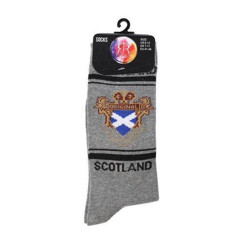 Mens Socks Scotland Badge - Heritage Of Scotland - GREY/BLACK
