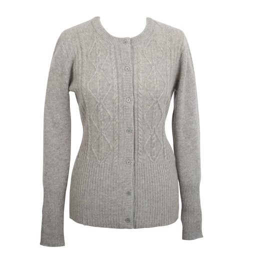 New Cable Cardi Silver Grey - Heritage Of Scotland - SILVER GREY