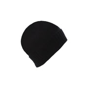 Plain Knit Ladies Beanie Rib Turn Up Black - Heritage Of Scotland - BLACK