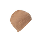 Plain Knit Ladies Beanie Rib Turn Up Camel - Heritage Of Scotland - CAMEL