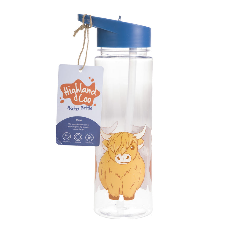 Plastic Water Bottle Highland Coo - Heritage Of Scotland - NA