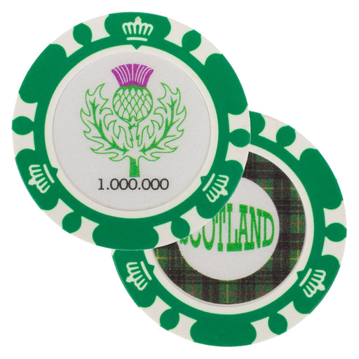 Poker Chip - I Was Here Green Thistle Tartan - Heritage Of Scotland - GREEN THISTLE TARTAN