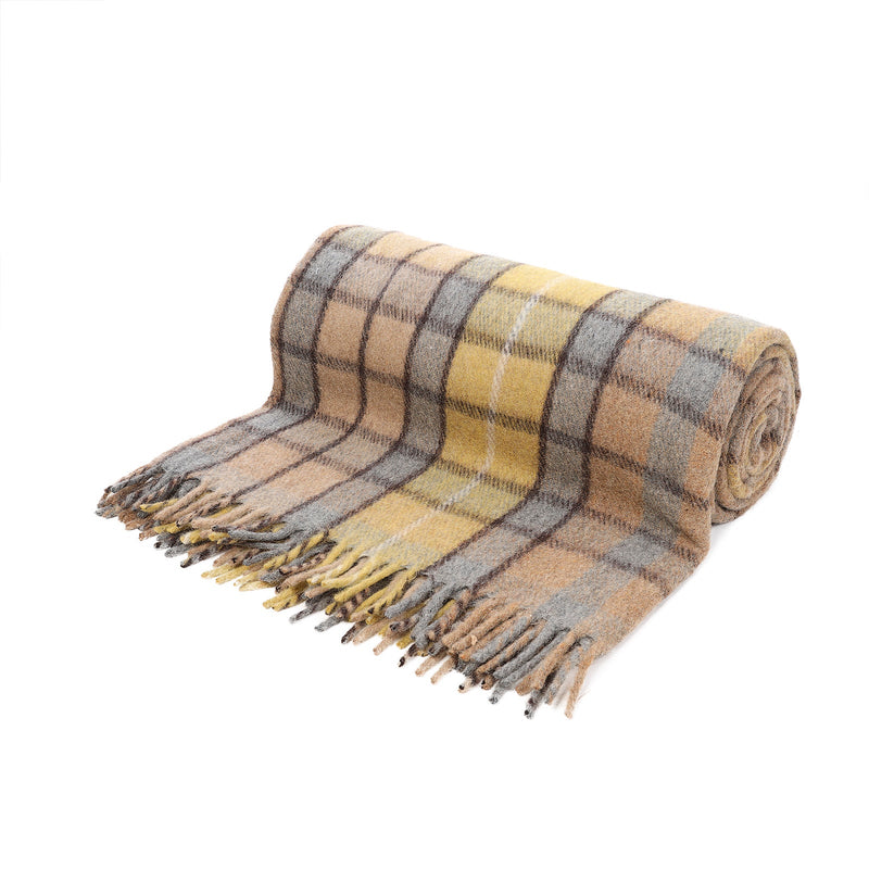 Recycled Wool Tartan Blanket Throw Buchanan Natural - Heritage Of Scotland - BUCHANAN NATURAL