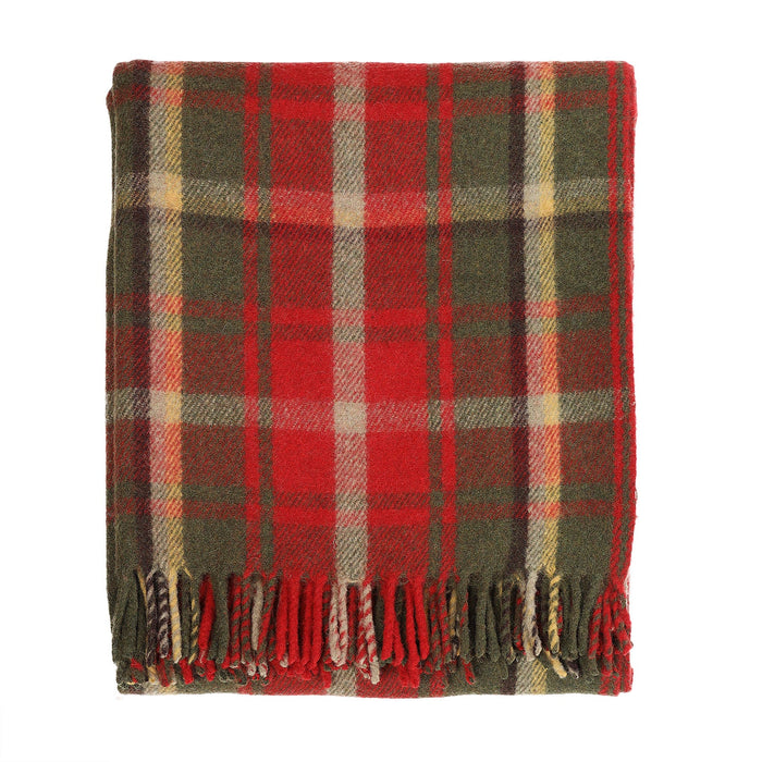 Recycled Wool Tartan Blanket Throw Dark Maple - Heritage Of Scotland - DARK MAPLE