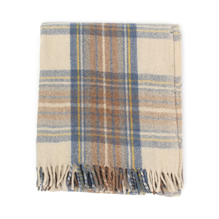 Recycled Wool Tartan Blanket Throw Stewart Muted Blue - Heritage Of Scotland - STEWART MUTED BLUE