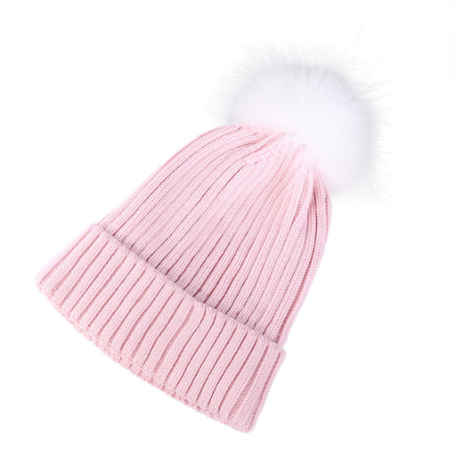 Rib Pom Hat Ft Baby Pink/White - Heritage Of Scotland - BABY PINK/WHITE