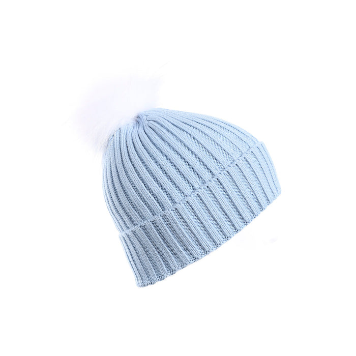Rib Pom Hat Ft Sky Blue Slate/White - Heritage Of Scotland - SKY BLUE SLATE/WHITE