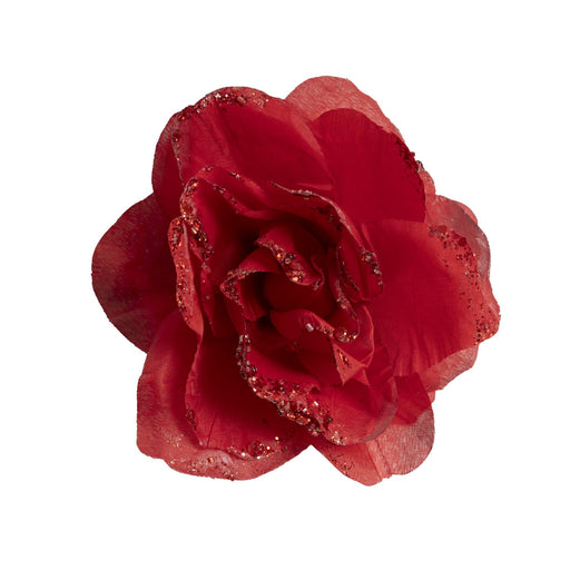 Rose On Clip With Glitter - Heritage Of Scotland - RED
