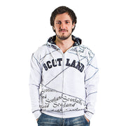 Scotland Scroll Hooded Zip Top White - Heritage Of Scotland - WHITE