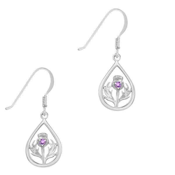 Scottish Thistle Earrings Pear Shape Wit - Heritage Of Scotland - NA