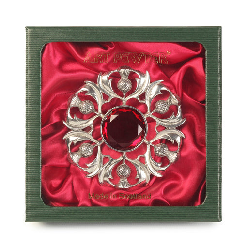Scottish Thistle Plaid Brooch Red - Heritage Of Scotland - RED