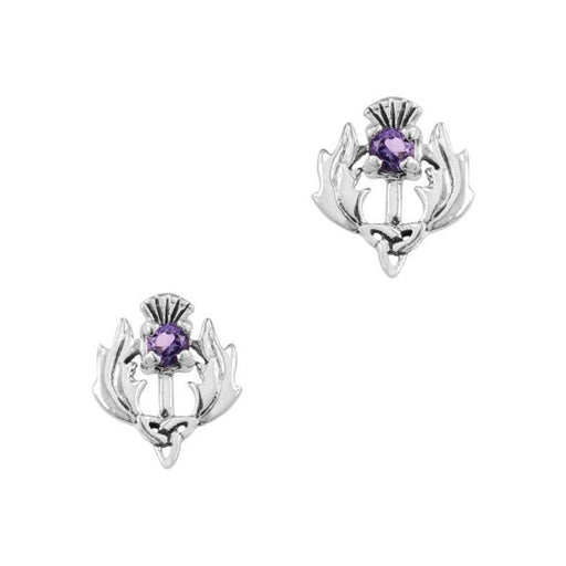 Scottish Thistle Silver Earrings With Am - Heritage Of Scotland - NA