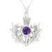 Scottish Thistle Silver Pendant With Amethyst Colour Stone - Heritage Of Scotland - AMETHYST