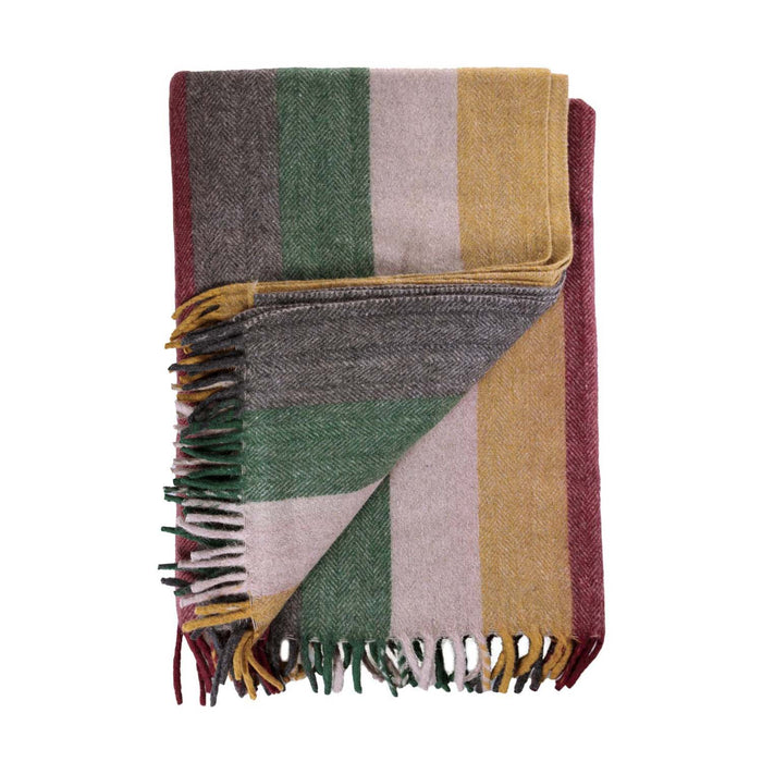 Stripe Herringbone Blanket Natural Spice - Heritage Of Scotland - NATURAL SPICE